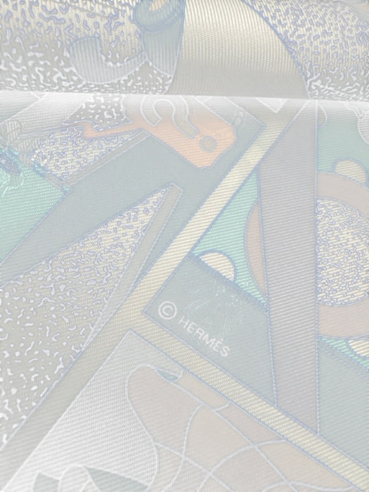 Hermes Green, Blue, Multi Silk All Over Print scarf Green, Blue, Multi / One Size