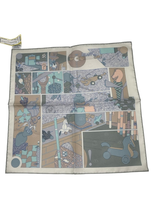 Hermes Green, Blue, Multi Silk All Over Print scarf Green, Blue, Multi / One Size