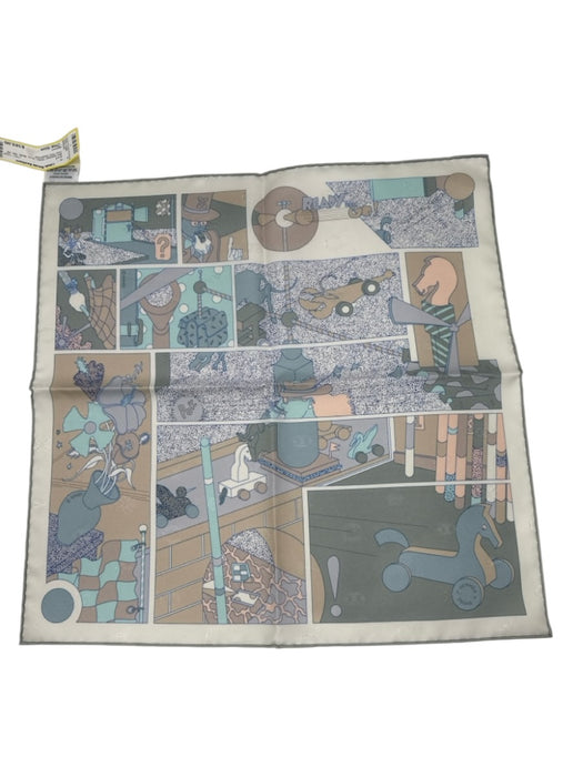 Hermes Green, Blue, Multi Silk All Over Print scarf Green, Blue, Multi / One Size