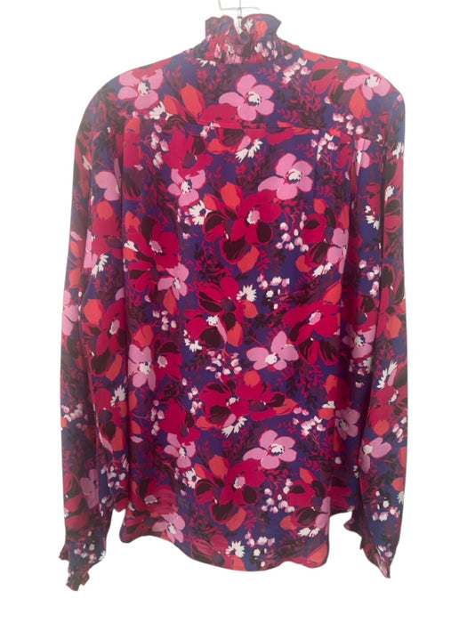 Charlotte Sparre Size XL Pink & Purple Silk Floral Long Balloon Sleeve Top Pink & Purple / XL