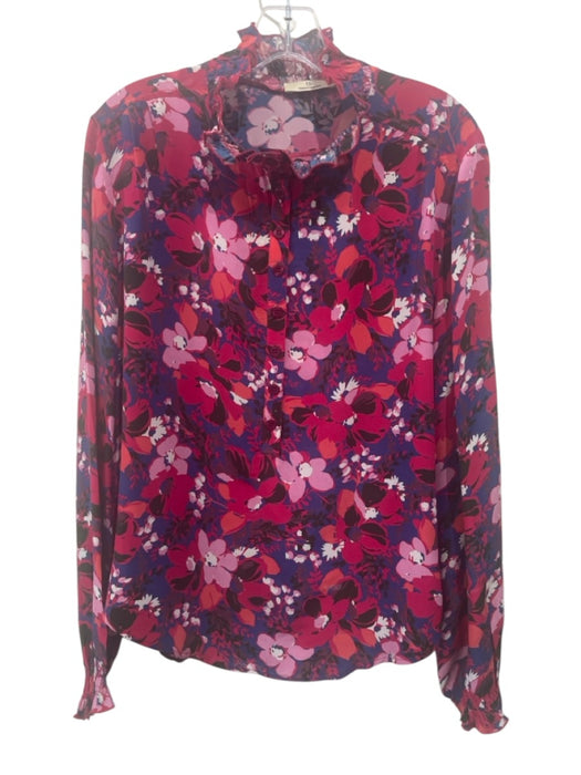Charlotte Sparre Size XL Pink & Purple Silk Floral Long Balloon Sleeve Top Pink & Purple / XL