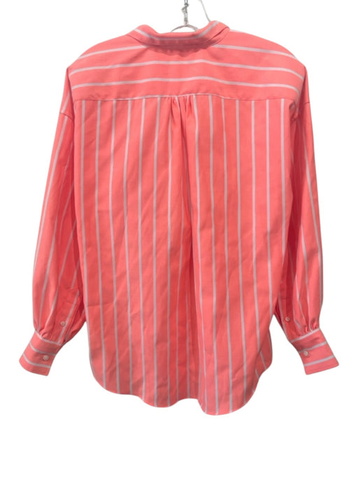 Ann Mashburn Size M Neon Orange & White Cotton Blend Striped 1/2 Button Top Neon Orange & White / M