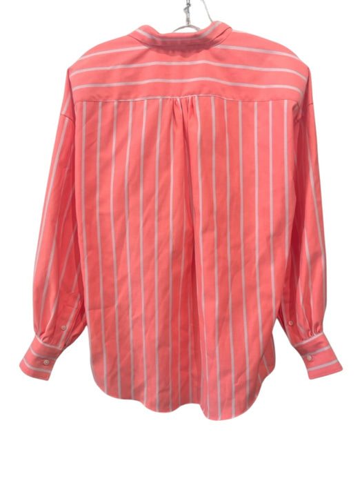 Ann Mashburn Size M Neon Orange & White Cotton Blend Striped 1/2 Button Top Neon Orange & White / M