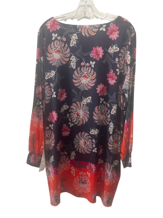 Charlotte Sparre Size XL Black, Pink & Orange Silk Blend Floral Paisley Dress Black, Pink & Orange / XL