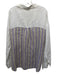 Rosso35 Size 46 White, Purple, Multi Linen Striped Long Sleeve V Neck Collar Top White, Purple, Multi / 46