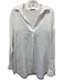 Rosso35 Size 46 White, Purple, Multi Linen Striped Long Sleeve V Neck Collar Top White, Purple, Multi / 46