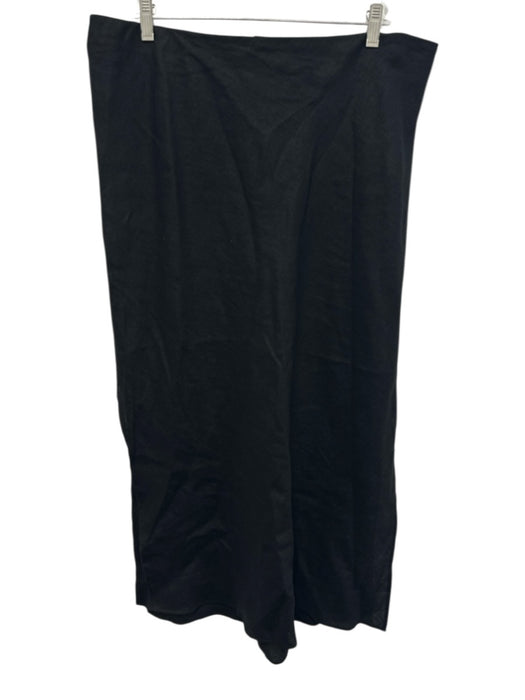 J. Crew Size XL Black Linen Elastic Waist Side Slits Maxi Skirt Black / XL