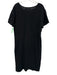 Jenni Kayne Size M Black Cotton Short Sleeve Waffle V Neck Side Slit Dress Black / M