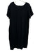 Jenni Kayne Size M Black Cotton Short Sleeve Waffle V Neck Side Slit Dress Black / M