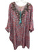 Charlotte Sparre Size M Pink, Baby Blue & Turquoise Silk Spotted Beaded Dress Pink, Baby Blue & Turquoise / M