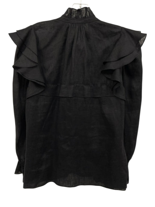 Isabel Etoile Marant Size 42 Black Linen Long Balloon Sleeve Button Up Top Black / 42