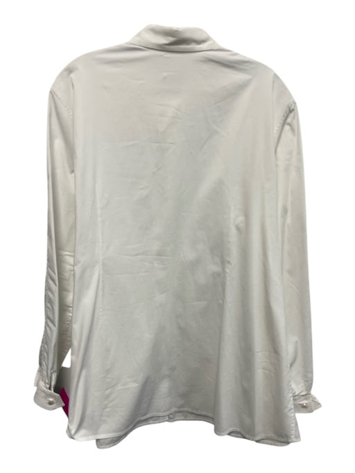 Anne Fontaine Size 46 White Cotton Blend Long Sleeve Eyelet Button Front Top White / 46
