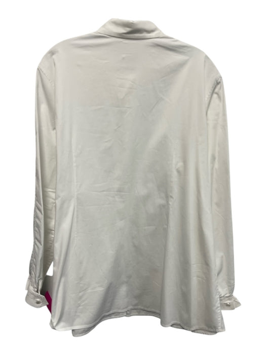 Anne Fontaine Size 46 White Cotton Blend Long Sleeve Eyelet Button Front Top White / 46
