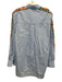 Caliban Size 48 Light Blue & Multi Cotton Long Sleeve Knit Detail Button Up Top Light Blue & Multi / 48