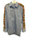 Caliban Size 48 Light Blue & Multi Cotton Long Sleeve Knit Detail Button Up Top Light Blue & Multi / 48
