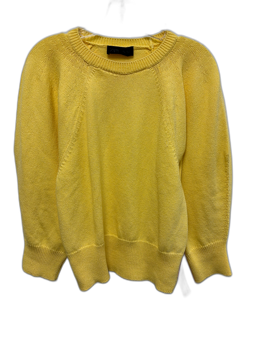 Zara Size M Yellow Viscose Blend Puff Long Sleeve Knit Crew Neck Sweater Yellow / M