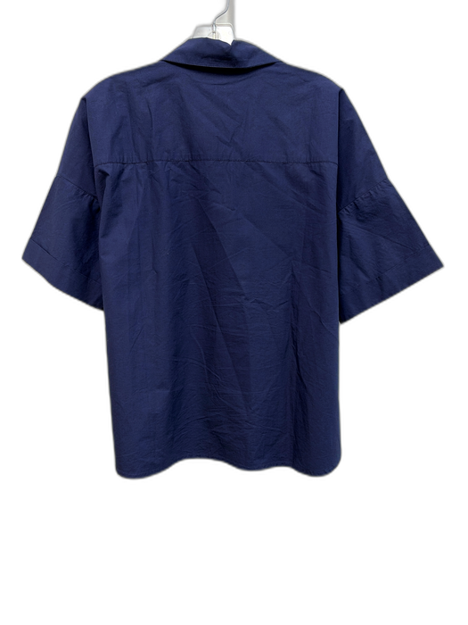 Julia Amory Size S Navy Blue Cotton Short Sleeve Buttons Blouse Top Navy Blue / S