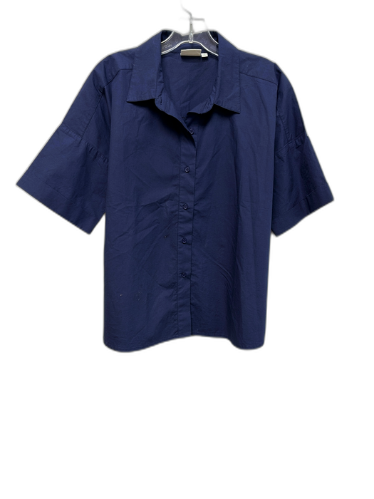 Julia Amory Size S Navy Blue Cotton Short Sleeve Buttons Blouse Top Navy Blue / S