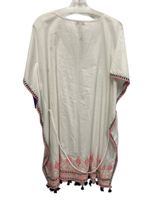 Nooki London Size L White, Pink & Black Cotton Embroidered Trim V Neck Dress White, Pink & Black / L