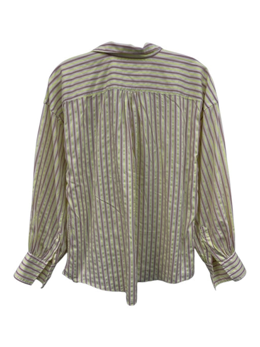 Ann Mashburn Size M Cream, Yellow & Beige Cotton Blend Striped Shirt Top Cream, Yellow & Beige / M