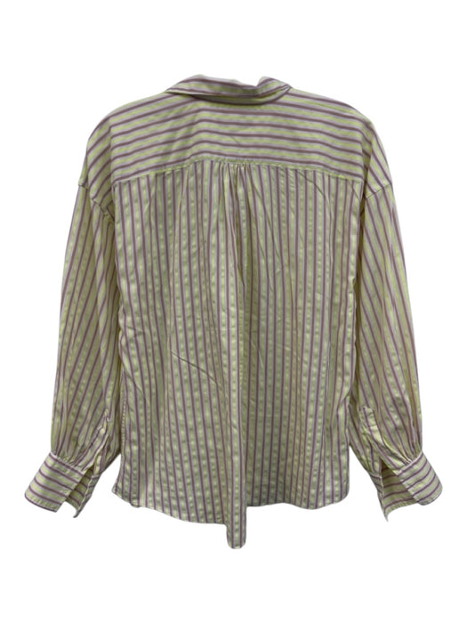 Ann Mashburn Size M Cream, Yellow & Beige Cotton Blend Striped Shirt Top Cream, Yellow & Beige / M
