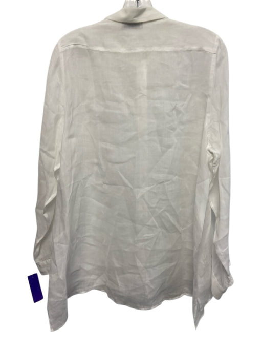 Rosso35 Size 48 White Ramie Long Sleeve Embroidered Button Front Shirt Top White / 48
