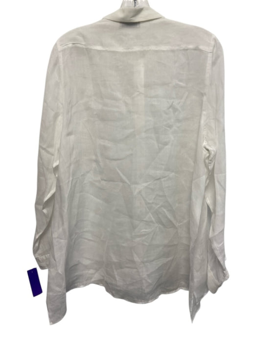 Rosso35 Size 48 White Ramie Long Sleeve Embroidered Button Front Shirt Top White / 48
