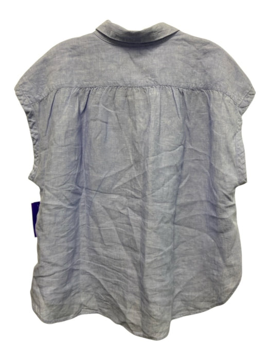 Baird McNutt Size M Blue Linen Cap Sleeve Collared 1/2 Button Top Blue / M