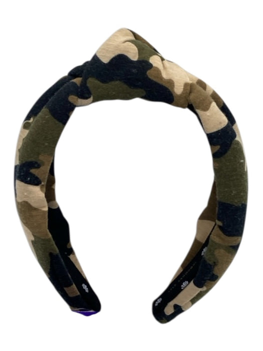 Lele Sadoughi Beige, Black & Green Cotton Camo Knot Headband Beige, Black & Green