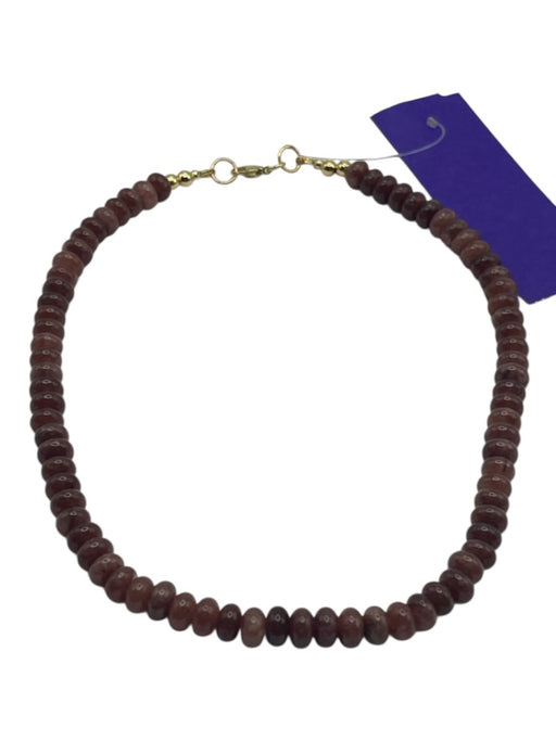 Maroon Purple Precious Stone Beaded Collar Lobster Clasp Necklace Maroon Purple