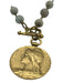 Blue & Brown Gold Tone Metal Bead Precious Stone Coin Pendant Necklace Blue & Brown