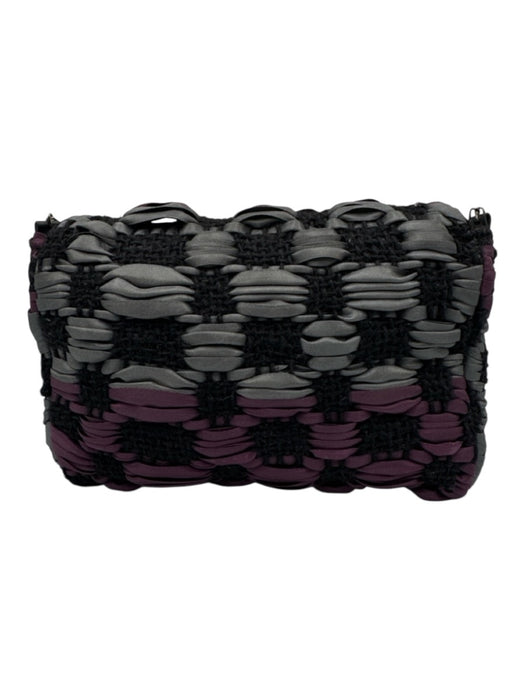 Maria La Rosa Black, Gray, Purple Textile Woven Envelope Crossbody Bag Black, Gray, Purple / S