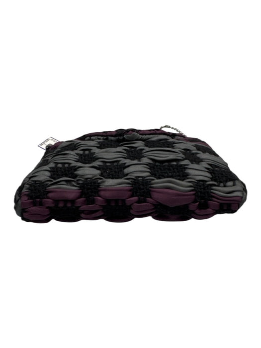 Maria La Rosa Black, Gray, Purple Textile Woven Envelope Crossbody Bag Black, Gray, Purple / S
