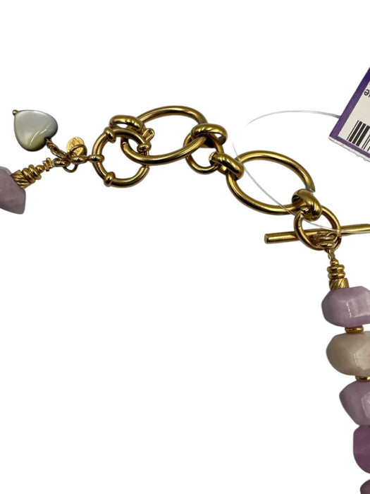 My Heritage by Exoal Purple, White, Gold Amethyst Quartz Toggle Clasp Necklace Purple, White, Gold