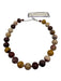 burgundy, yellow, beige Stone Round Beads Knotted Lobster Clasp Necklace burgundy, yellow, beige