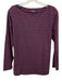 Ann Mashburn Size L Navy Blue & Red Cotton Long Sleeve Stripe Boat Neck Top Navy Blue & Red / L