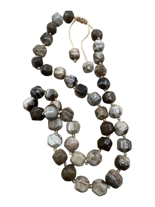 No Brand Brown & Gray Polished Stone Geometric Cut Necklace Brown & Gray