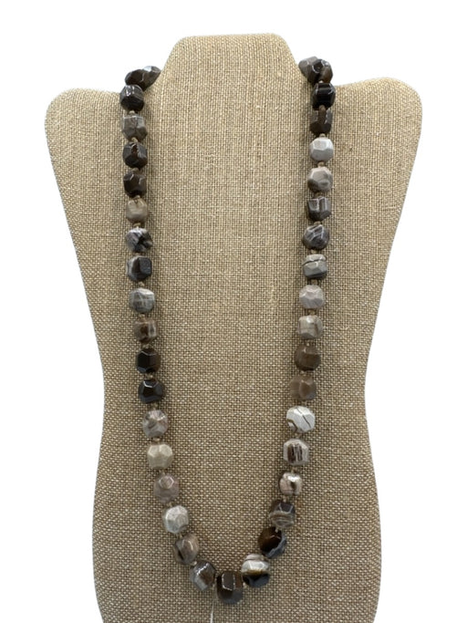 No Brand Brown & Gray Polished Stone Geometric Cut Necklace Brown & Gray