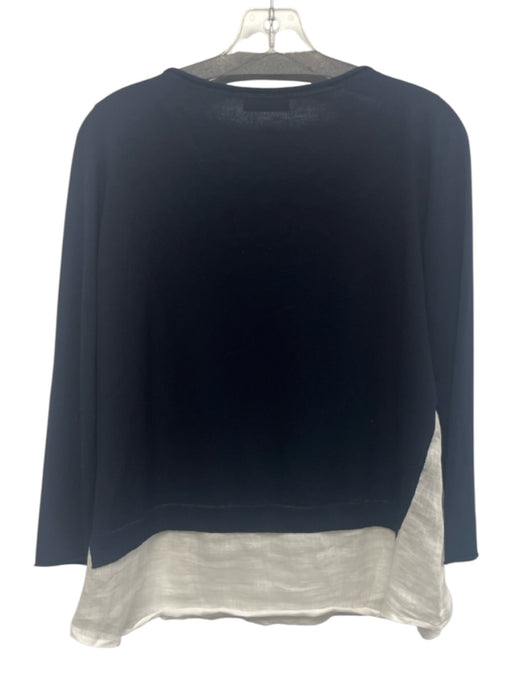Rosso35 Size 48 Navy & white Viscose Blend Long Sleeve Layered Top Navy & white / 48