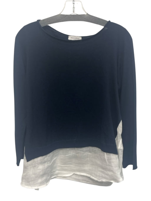 Rosso35 Size 48 Navy & white Viscose Blend Long Sleeve Layered Top Navy & white / 48
