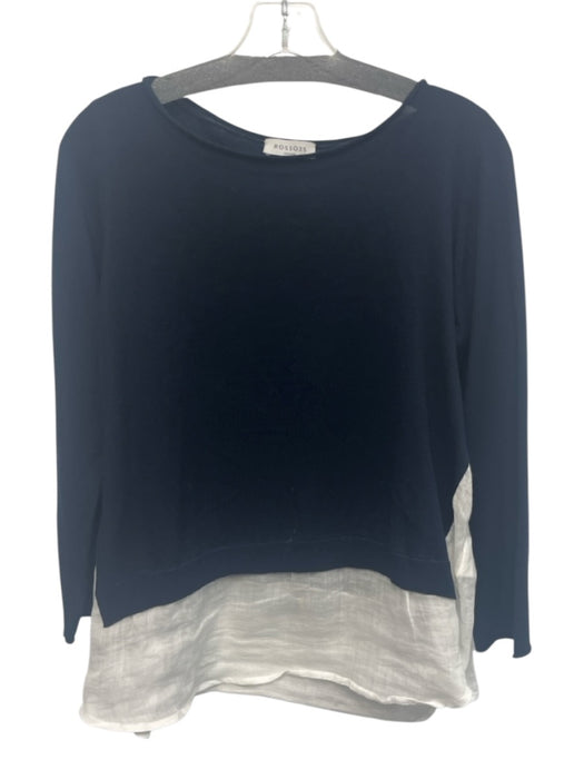 Rosso35 Size 48 Navy & white Viscose Blend Long Sleeve Layered Top Navy & white / 48