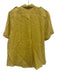 Ann Mashburn Size L Yellow Linen Button Up Short Sleeve Collar Top Yellow / L