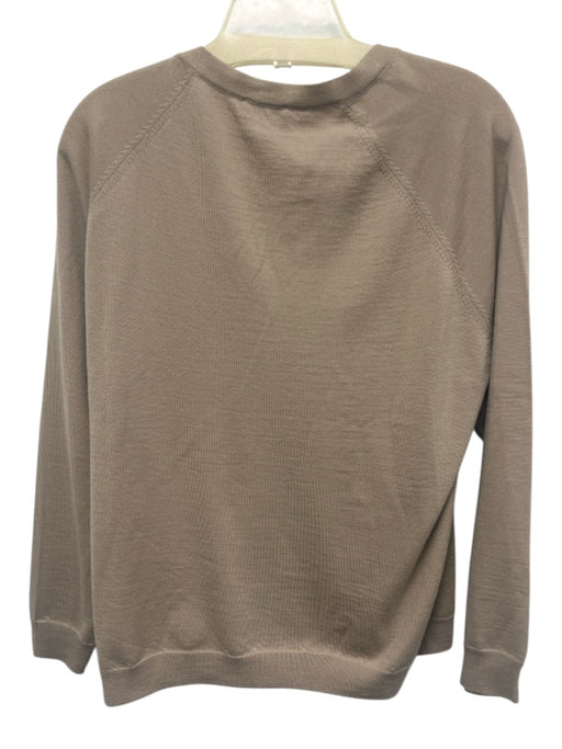 Peserico Size 48 Beige & Gold Wool Long Sleeve Metalic Threading V Neck Sweater Beige & Gold / 48