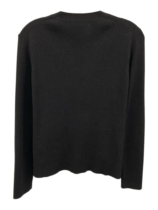 Ann Mashburn Size L Black Cotton Blend Long Sleeve Button Up Ribbed Sweater Black / L