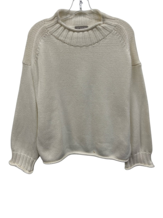 J Crew Size XS White Cotton Long Sleeve Knit high neck Sweater White / XS