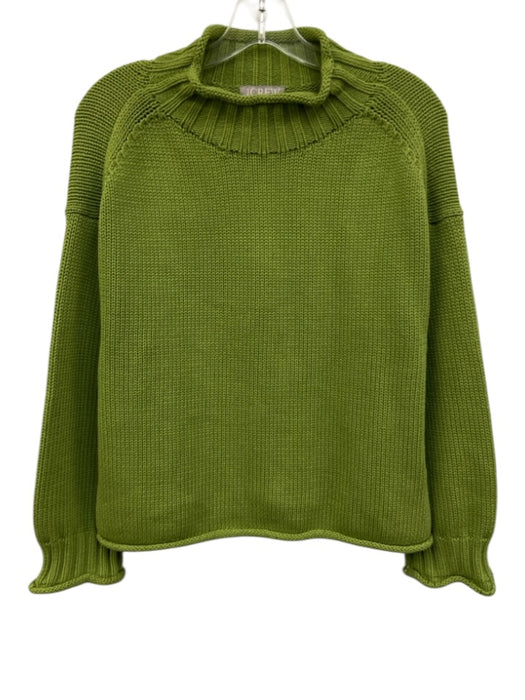 J Crew Size XS Green & Amber Cotton Long Sleeve Knit high neck Sweater Green & Amber / XS