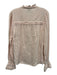ME+EM Size 10 Light Pink Cotton Long Sleeve Pintuck Button Front Ruffles Top Light Pink / 10