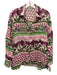 Siyu Size 6 Pink, Green, White Ramie Long Sleeve Floral Button Front Collar Top Pink, Green, White / 6