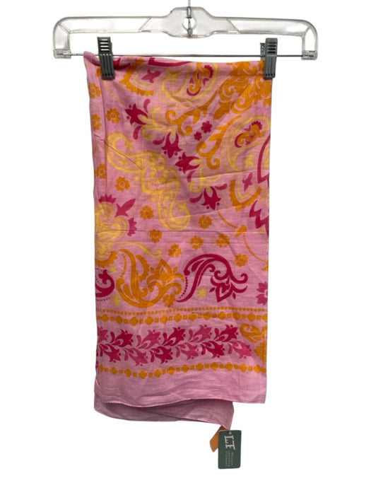 Maison Lecomte Flament Pink, Orange, Yellow Cotton Square Floral scarf Pink, Orange, Yellow
