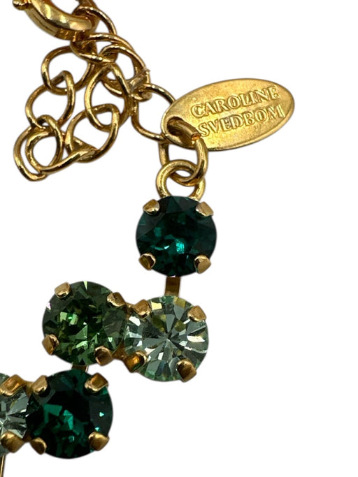 Caroline Svedbom Green Crystal Lobster Clasp Circle Cut Faceted Bracelet Green